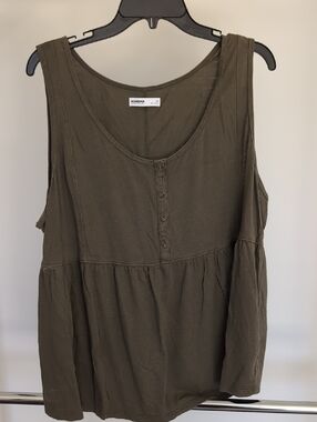 Sonoma Olive Green Sleeveless Button-Front Peplum Tank